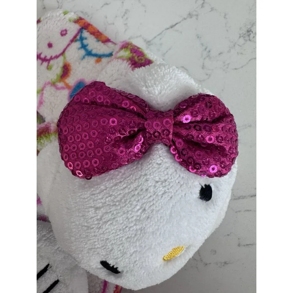 Sanrio Hello Kitty Girls Slippers Pink Sequin Bow Gripper Bottom Small 5/6